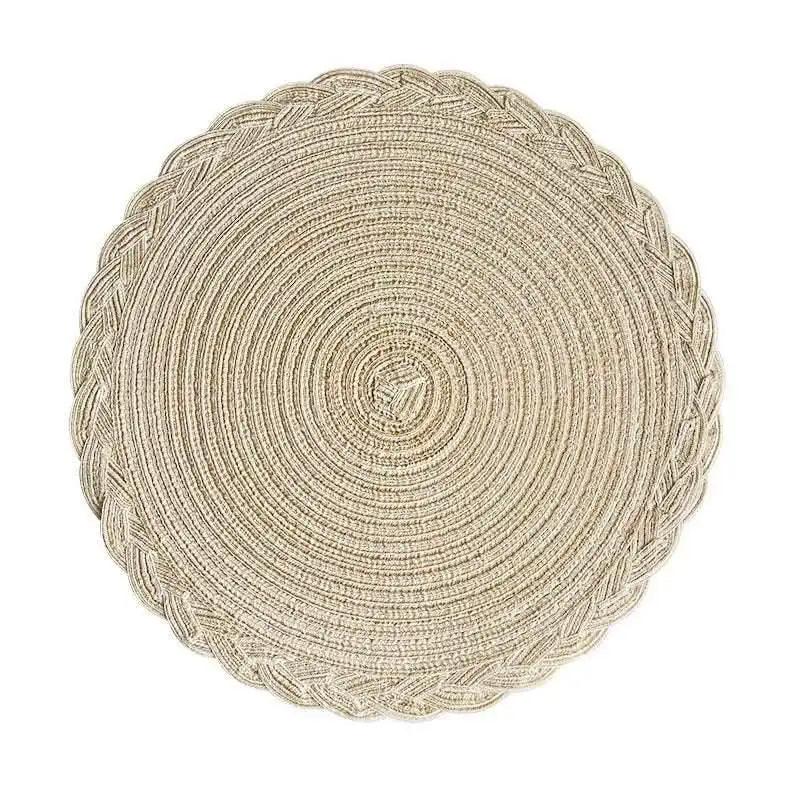 EMESA HOME 4PCS Round Table Mats Woven Placemats Heat Insulation Mat Dining Table Potholder Coaster Party Wedding Home Decoration Props - EMESA HOME™
