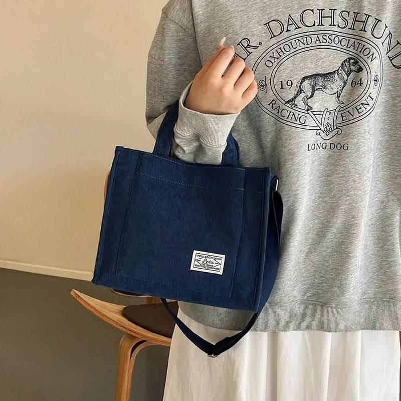 EMESA HOME Vintage Corduroy Tote Bag, Retro Crossbody Messenger Handbag & Shoulder Purse for Women - EMESA HOME™