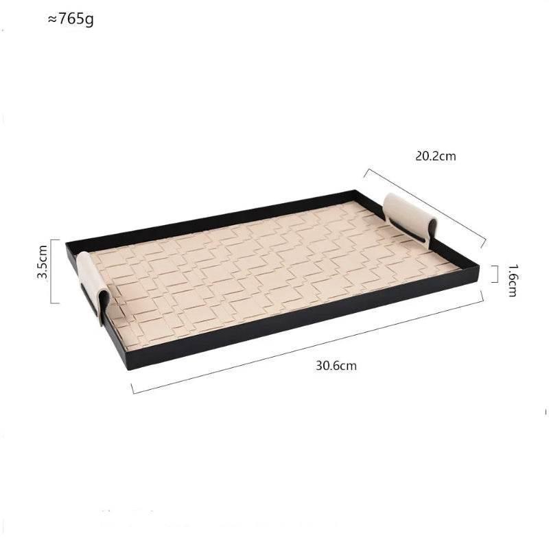 EMESA HOME Woven Leather Storage Tray, Rectangle Metal Organizer for Cosmetics, Desktop, Keys & Home Essentials - EMESA HOME™