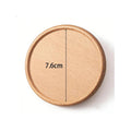 Wooden coaster with measurement label on a white background