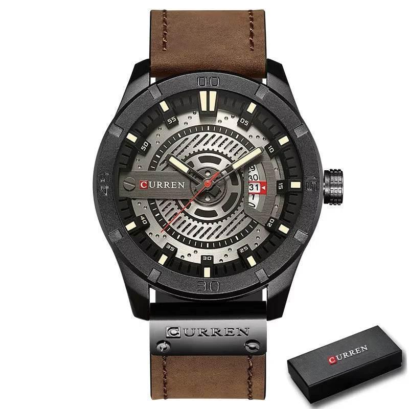 EMESA HOME Luxury Watch Brand - CURREN Men Military Sports Watches, Men's Quartz Date Clock, Casual Leather Wrist Watch - EMESA HOME™