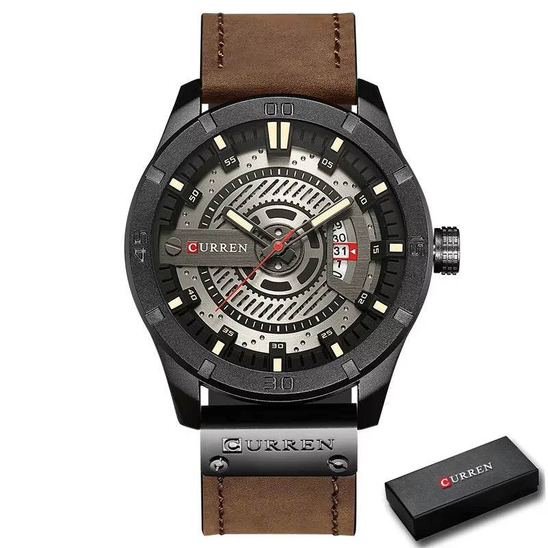 EMESA HOME Luxury Watch Brand - CURREN Men Military Sports Watches, Men's Quartz Date Clock, Casual Leather Wrist Watch BKW-BOX