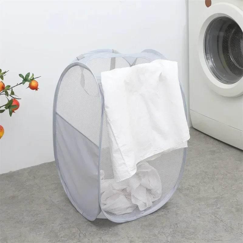 EMESA HOME Folding Mesh Laundry Basket with Handles – Breathable Clothes, Toy, and Sundries Storage Hamper for Home Use - EMESA HOME™