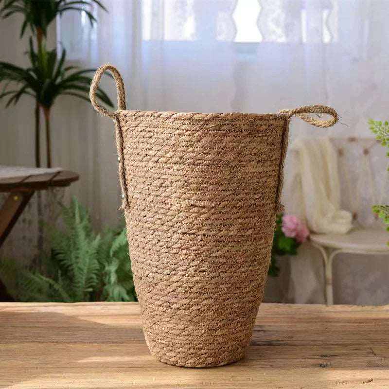 EMESA HOME Tall Wicker Planter Basket Flower Pot Home Garden Decor Laundry Bucket Storage Basket for Dirty Clothes and Toys