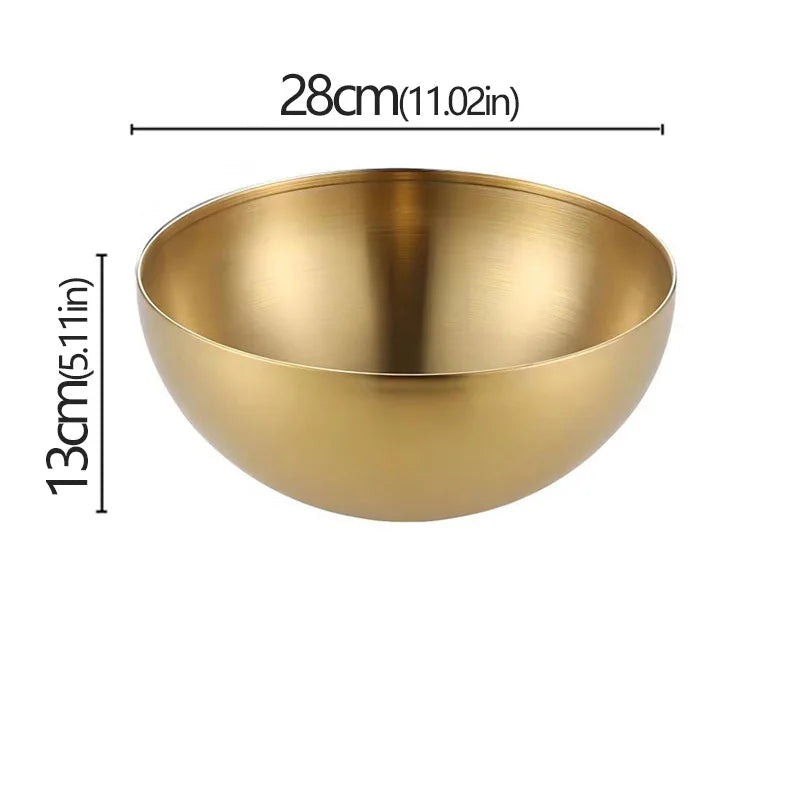 EMESA HOME Korean Stainless Steel Salad Bowl Multi purpose Cooking Bowl Large Cold Noodle Bowl Instagram Round Sanded Gold Bowl