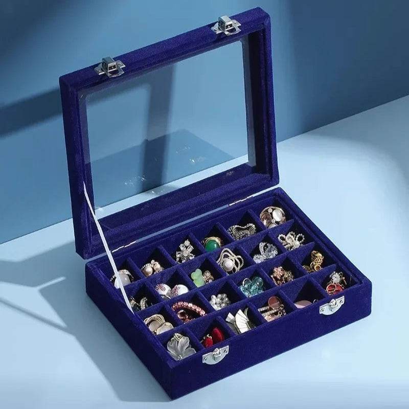EMESA HOME Premium Velvet Jewelry Box with Large Capacity for Earrings, Rings, Necklaces and Nail Art Decorations, Jewelry Organizer Case - Emesa Home