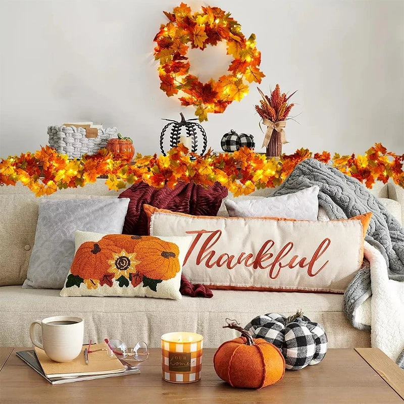 EMESA HOME 200CM Artificial Maple Leaf Garland Vine for Autumn Decor