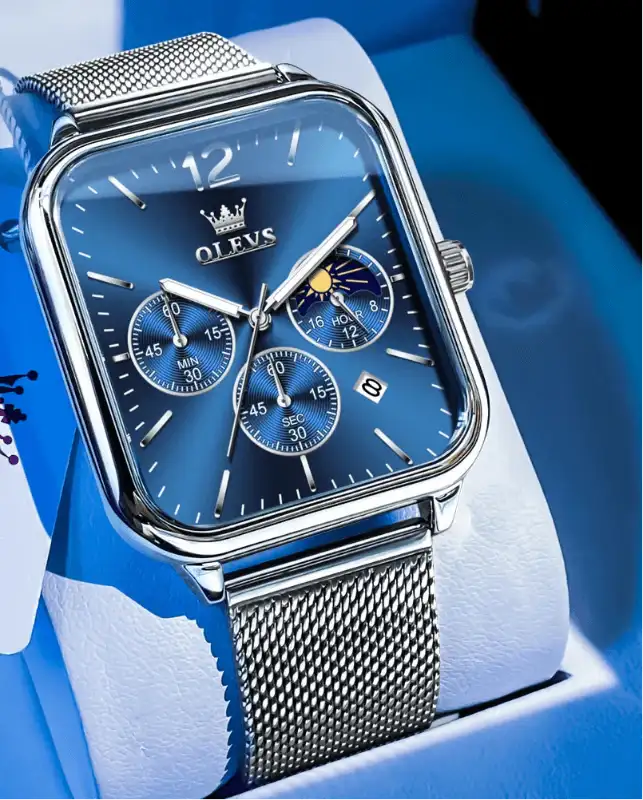 EMESA HOME Luxury Chronograph Men’s Watch – Blue Sport Quartz Wristwatch with Date Display, Waterproof, Premium Brand Design - Emesa Home