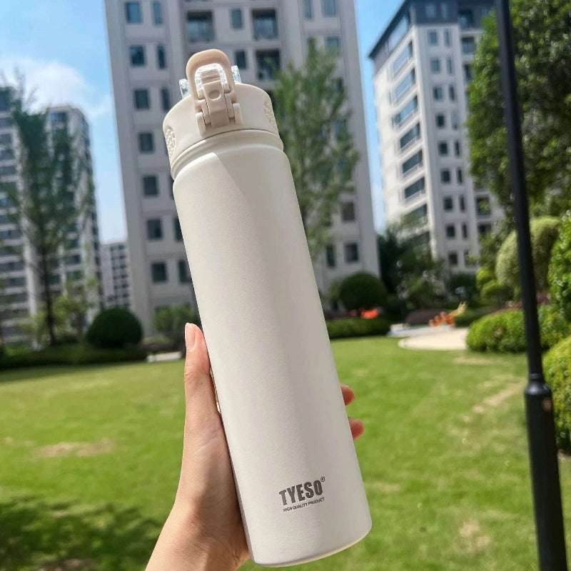 EMESA HOME Thermos Bottle With Straw Stainless Steel Thermal Cup Sports Water Bottles for Car, Keeps Drinks Cold or Hot Thermal Mug White 750ML