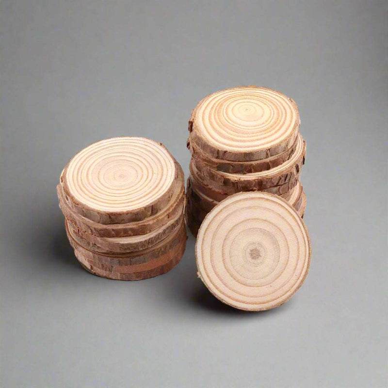 EMESA HOME Natural Pine Round Unfinished Wood Slices are versatile DIY craft materials that can be used for various projects... 4-5cm 5pcs thk 0.5cm