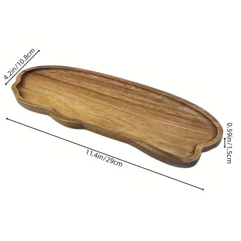 EMESA HOME Japanese-Style Wooden Tray – Decorative Tea, Coffee, Dessert, Snack, Fruit, Bread & Cake Serving Plate Tableware - EMESA HOME™