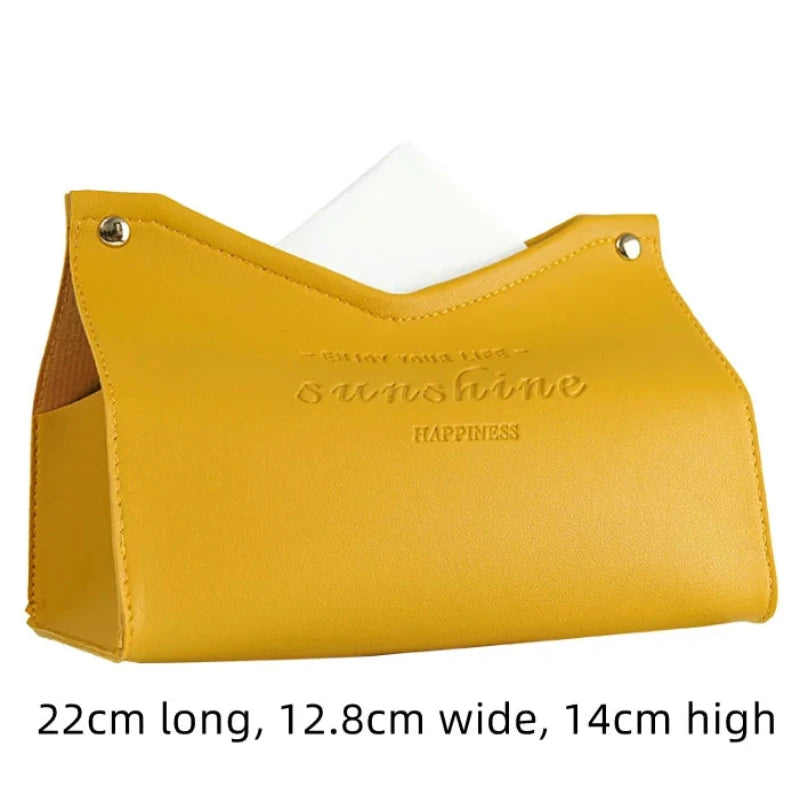 Yellow pouch with 'sunshine happiness' text on a white background