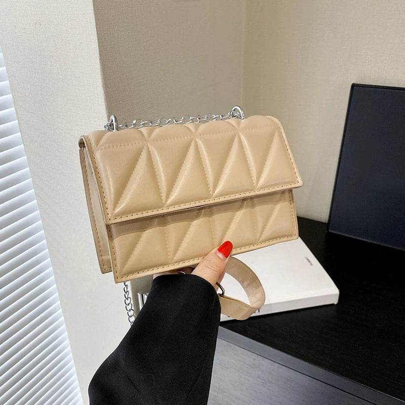 EMESA HOME Elegant Women’s Handbag – PU Leather Shoulder & Crossbody Bag with Handle & Chain Strap khaki