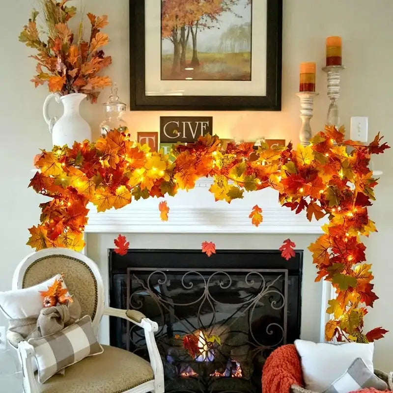 EMESA HOME 200CM Artificial Maple Leaf Garland Vine for Autumn Decor