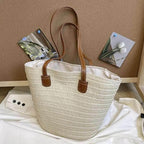 EMESA HOME Women’s Braided Basket Clutch – Top-Handle Large Straw Bag, Portable Shoulder Bag, Summer Beach Party Purse & Shopper Satchel - EMESA HOME™