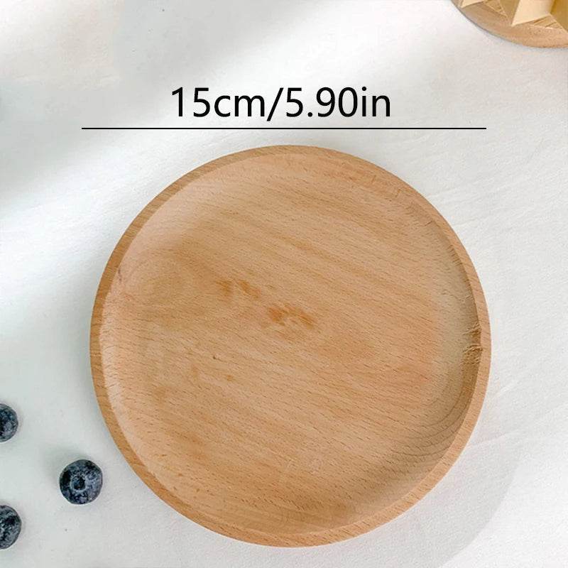 EMESA HOME Wheat Stalk Round Wooden Tray, Japanese-Style Heat-Resistant Dessert Plate for Coffee & Tea - Emesa Home
