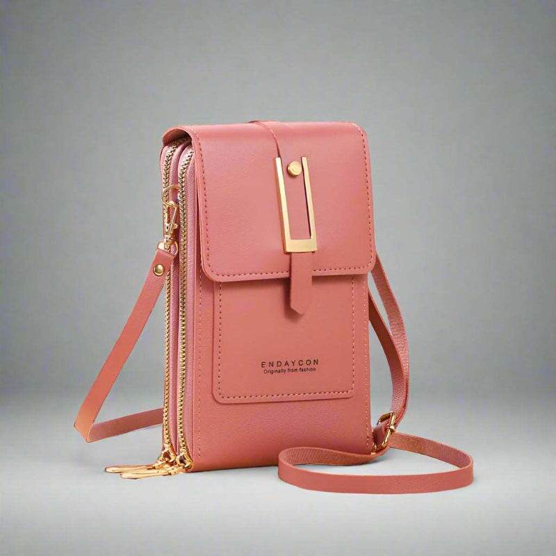 EMESA HOME Touch Screen Cell Phone Bag – Soft Leather Wallet, Hand Purse, Crossbody for Women, Small Handbag, Affordable Dark- Pink