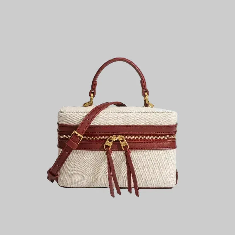 EMESA HOME Retro Box Women’s Canvas Handbag – Designer Splicing Shoulder and Crossbody Bag for Spring Summer - EMESA HOME™