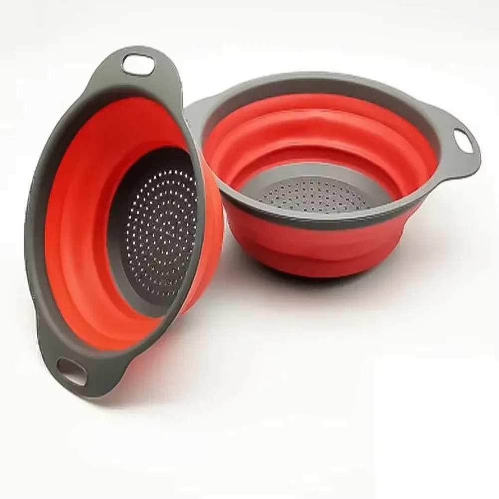 EMESA HOME Silicone Folding Drain Basket - Collapsible Fruit & Vegetable Strainer, Foldable Kitchen Storage Tool