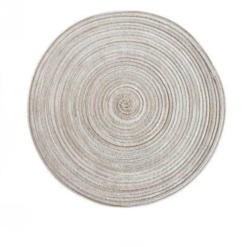 EMESA HOME 6pcs Table Mat Set: Woven Ramie placemats for a non-slip dining experience, perfect for bowls, tableware, and drink cups. 30cm beige 6pcs