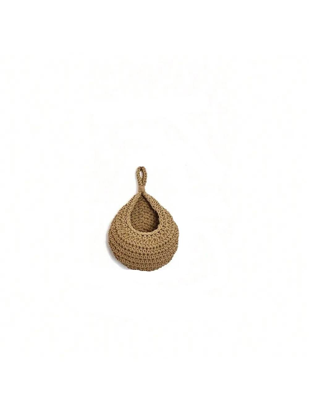 EMESA HOME Hand-woven Basket Wall Kitchen Hanging Net Pocket - Cotton Rope Water Drop Fruit Vegetable Storage Basket, Home Organizer Tools XS