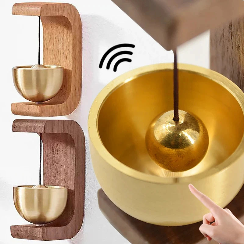 EMESA HOME Doorbell Aesthetic Solid Wooden Magnetic Brass Wind Chimes Wireless Doorbell Entrance Door Bell Pendant Home Decor Minimalism