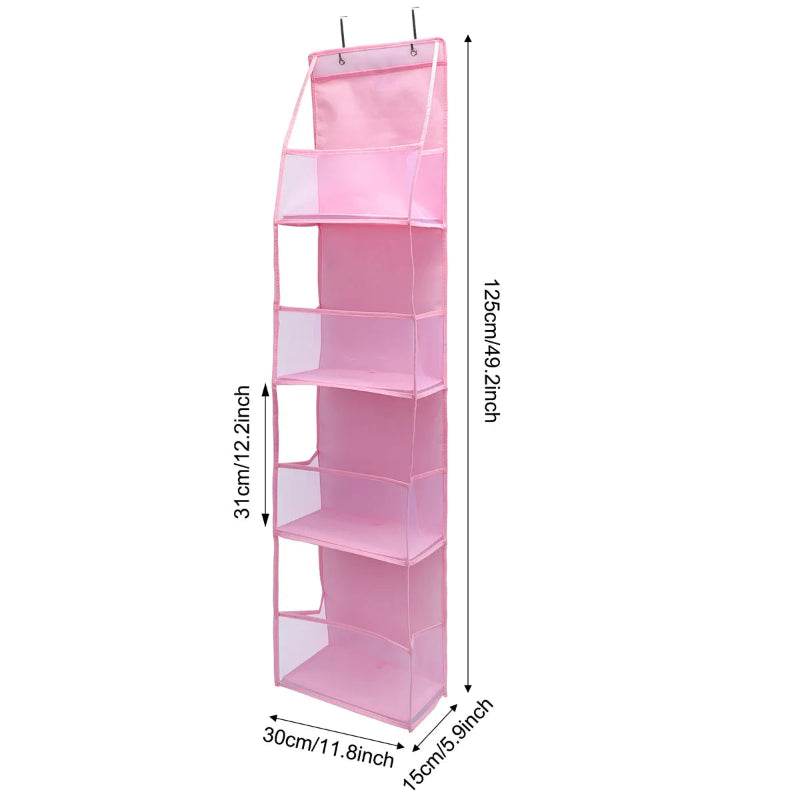EMESA HOME Over-the-Door Hanging Organizer – 4/6 Layer Storage for Cosmetics, Nursery, Bathroom, Closet, Bedroom & Dorm pink