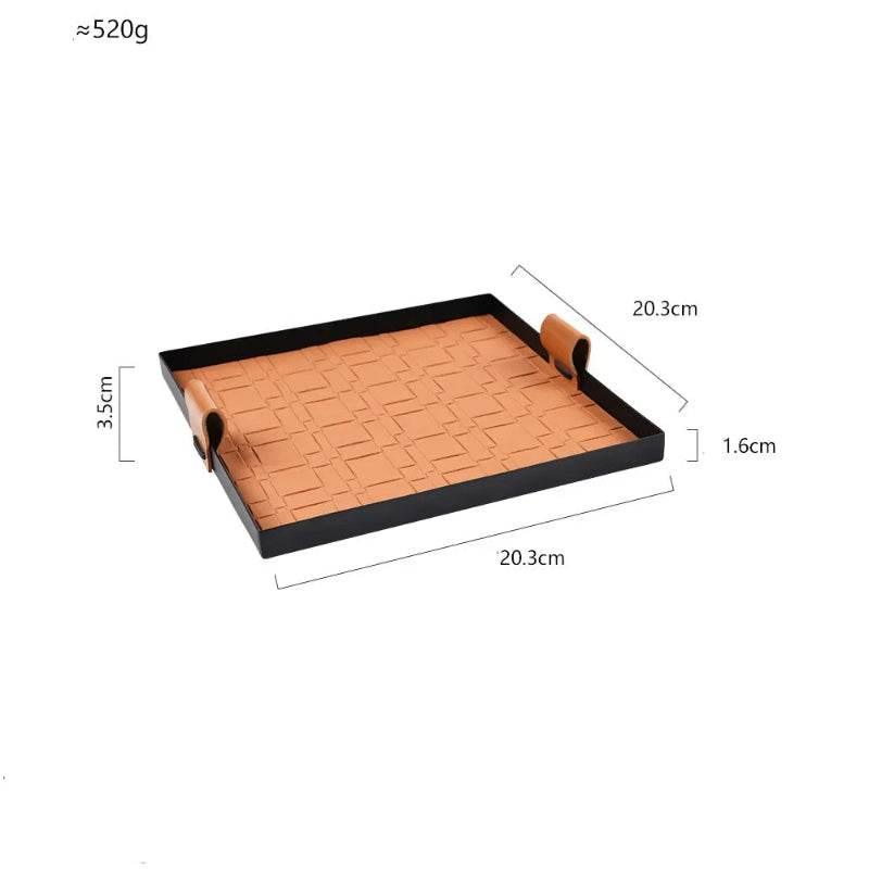 EMESA HOME Woven Leather Storage Tray, Rectangle Metal Organizer for Cosmetics, Desktop, Keys & Home Essentials - EMESA HOME™