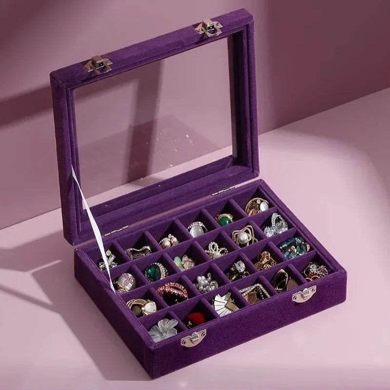 EMESA HOME Premium Velvet Jewelry Box with Large Capacity for Earrings, Rings, Necklaces and Nail Art Decorations, Jewelry Organizer Case - Emesa Home