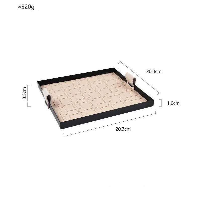 EMESA HOME Woven Leather Storage Tray, Rectangle Metal Organizer for Cosmetics, Desktop, Keys & Home Essentials - EMESA HOME™