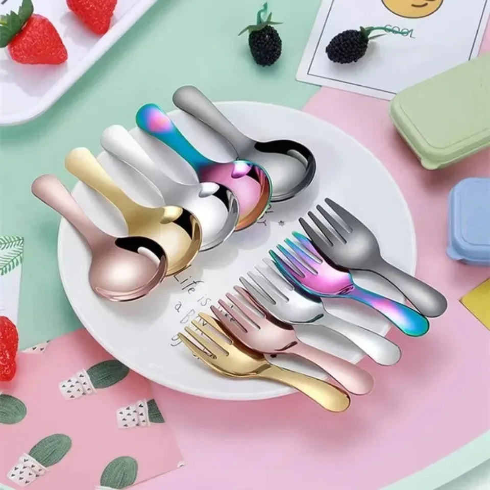 EMESA HOME 304 Stainless Steel Portable Spoon and Fork Set – Outdoor Travel, Kids and Dessert Tableware, Compact Cutlery Combination - EMESA HOME™