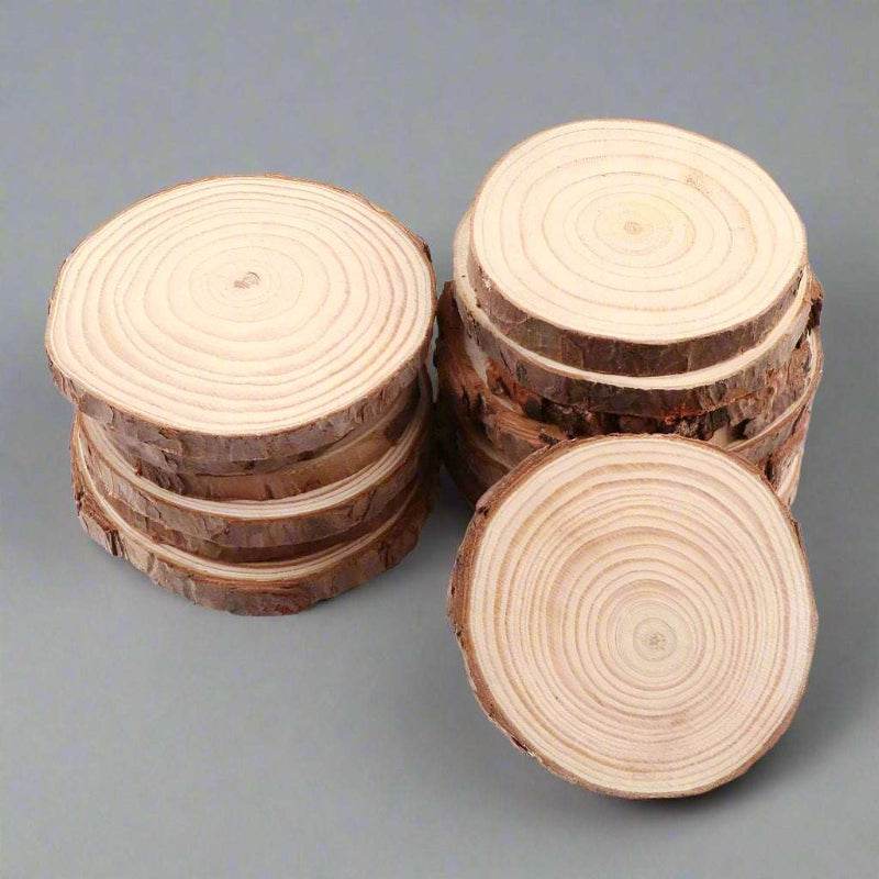 EMESA HOME Natural Pine Round Unfinished Wood Slices are versatile DIY craft materials that can be used for various projects... 8-10cm 2pcs thk 1cm