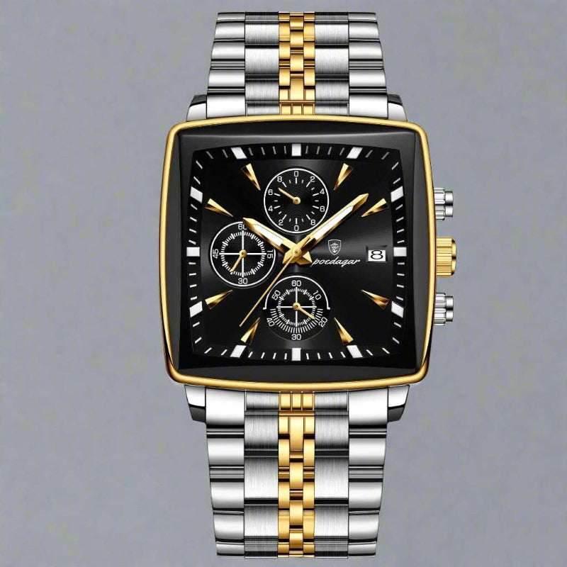 EMESA HOME Luxury Square Sport Man Wristwatch Waterproof Luminous Chronograph Quartz Men's Watches Stainless Steel - EMESA HOME™