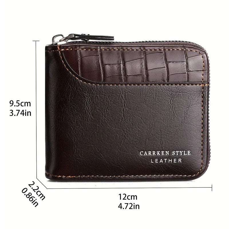 EMESA HOME Leather Men’s Wallet Luxury Men's Purse Male Zipper Card Holders with Coin Pocket Rfid Wallets Gifts for Men Money Bag