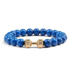 EMESA HOME Volcanic Stone Bead Bracelet – Matte Black Lava & White Dumbbell Charm Fitness Jewelry for Men & Women - EMESA HOME™
