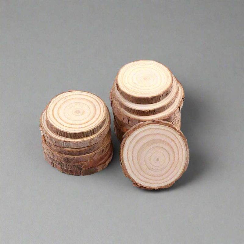 EMESA HOME Natural Pine Round Unfinished Wood Slices are versatile DIY craft materials that can be used for various projects... 3-4cm 10pcs thk 0.5cm