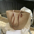 EMESA HOME Women’s Braided Basket Clutch – Top-Handle Large Straw Bag, Portable Shoulder Bag, Summer Beach Party Purse & Shopper Satchel - EMESA HOME™