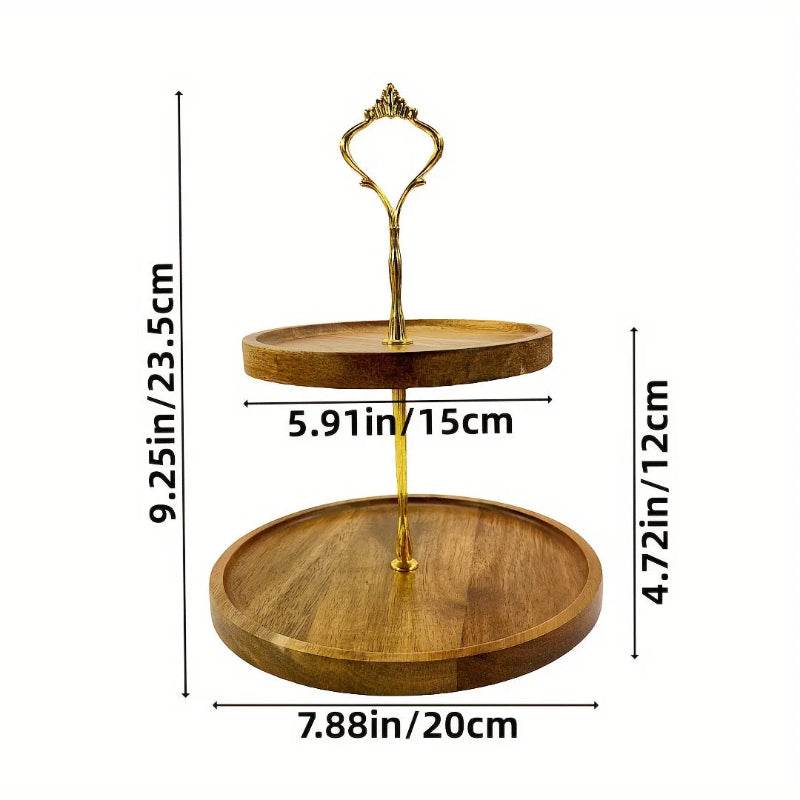 EMESA HOME Japanese Solid Wood Fruit Plate, Multi-Size Wooden Tray, High-Quality Fruit & Snack Serving Tray Double-layer gold 6 Inches