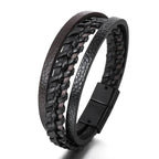 EMESA HOME Trendy Leather Bracelets For Men Stainless Steel Bracelet 21CM Multilayer Braided Rope Bracelets for Male Jewelry Gifts - EMESA HOME™