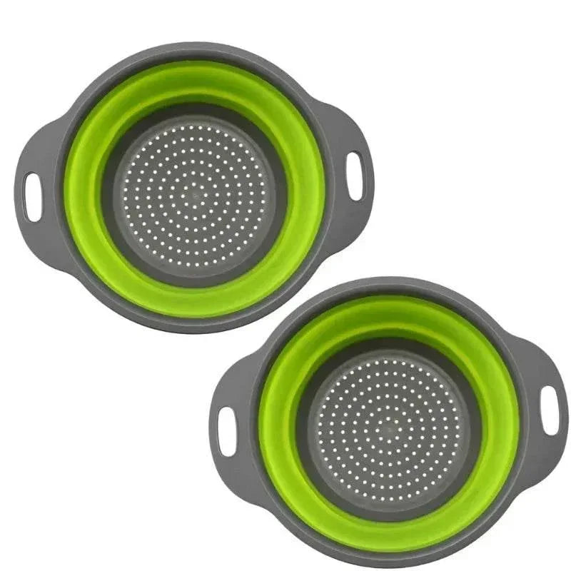 EMESA HOME Round Foldable Silicone Colander – Collapsible Kitchen Fruit & Vegetable Washing Basket Strainer Drainer Tool - EMESA HOME™