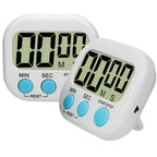Two white digital kitchen timer clocks with light blue buttons and greenish LCD screens, shown on a white background with the brand name JJYY in the top right corner.