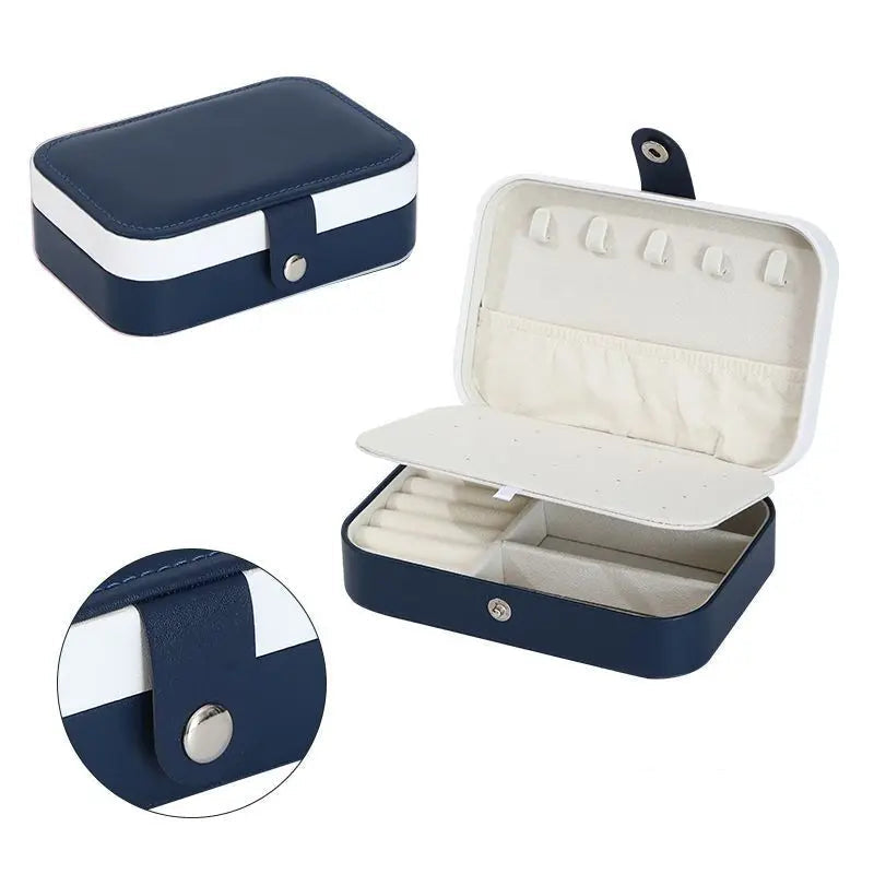 Boîte à bijoux portable Emesa Home – Organisateur de bijoux en cuir avec rangement zippé pour le voyage et l'exposition