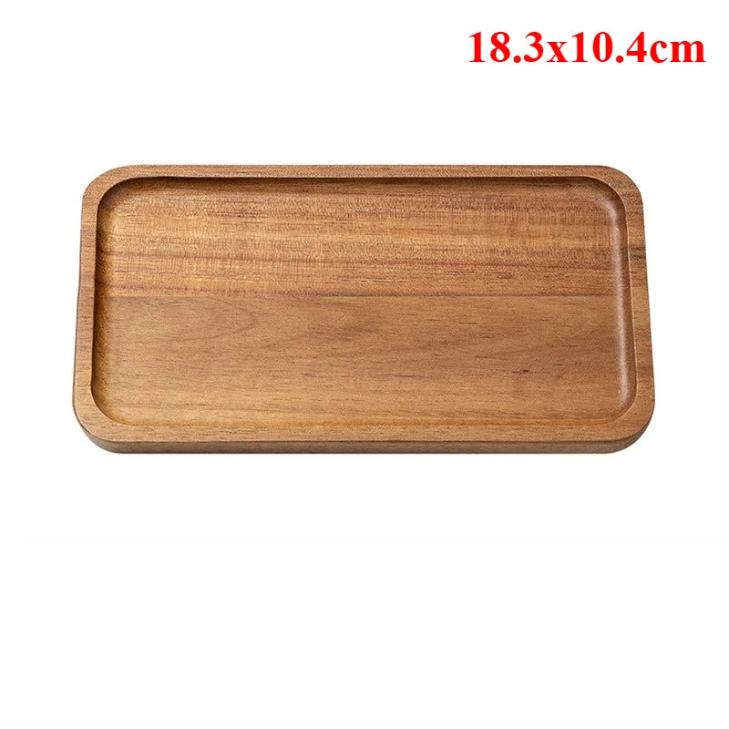 Wooden tray with dimensions 18.3x10.4cm on a white background
