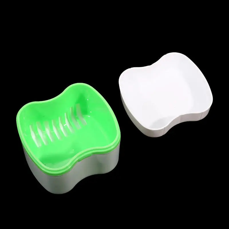EMESA HOME Denture & Retainer Storage Case – Portable Cleaning Container for Dentures, Mouthguards & Travel Use