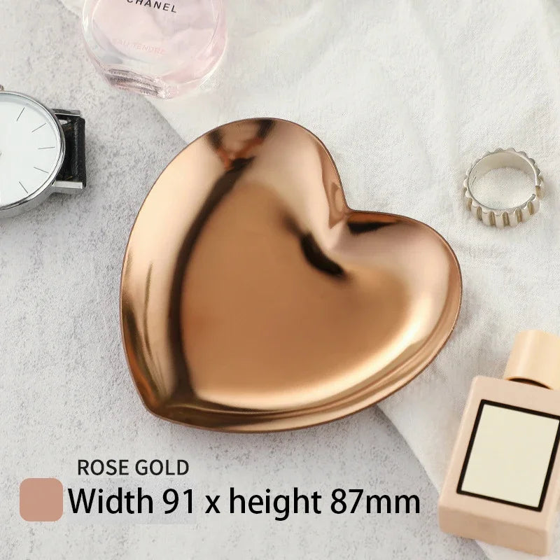 EMESA HOME Gold & Silver Stainless Steel Water Drop-Shaped Cosmetics, Jewelry & Dining Tray – Multi-Functional Home Storage Container Rose gold love