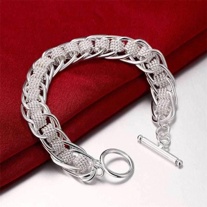 EMESA HOME 925 Sterling Silver Chain Solid Bracelet for Women& Men's Charm Party Gift Wedding Fashion Jewelry - EMESA HOME™