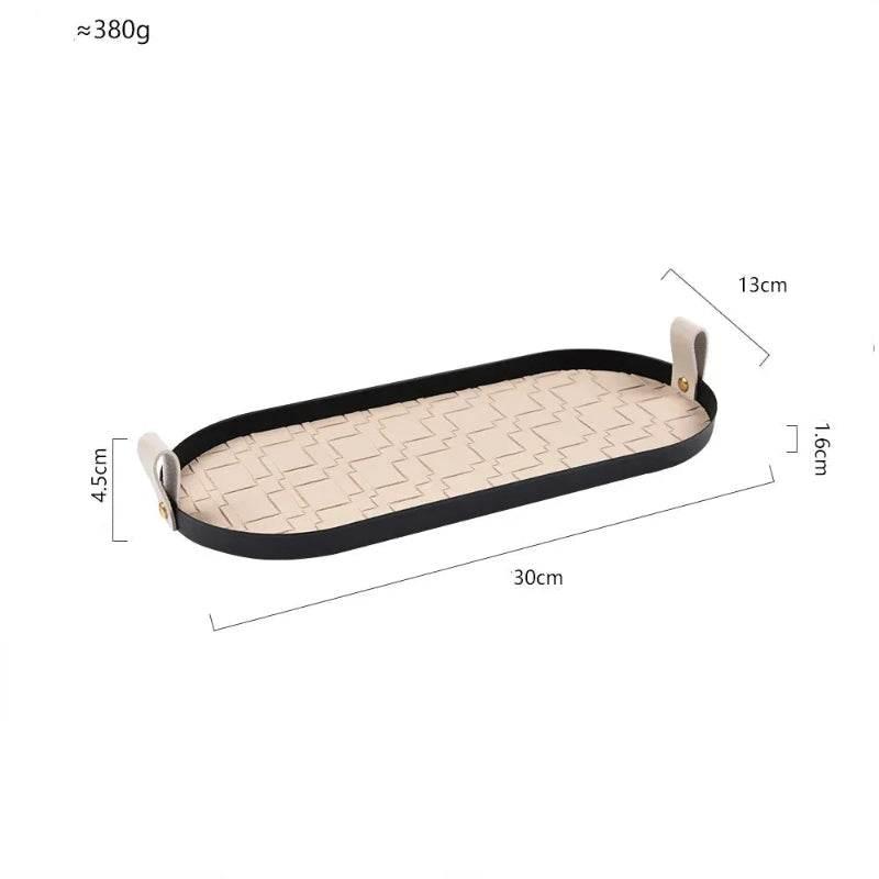 EMESA HOME Woven Leather Storage Tray, Rectangle Metal Organizer for Cosmetics, Desktop, Keys & Home Essentials - EMESA HOME™