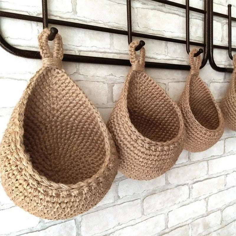 EMESA HOME Wall-mounted Wicker Vegetable and Fruit Storage Basket for Kitchen and Home Décor