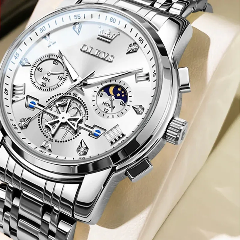 EMESA HOME Men's Luxury Quartz Watch – 24H Moon Phase, Chronograph, Waterproof, Luminous, Multifunction Wristwatch - EMESA HOME™