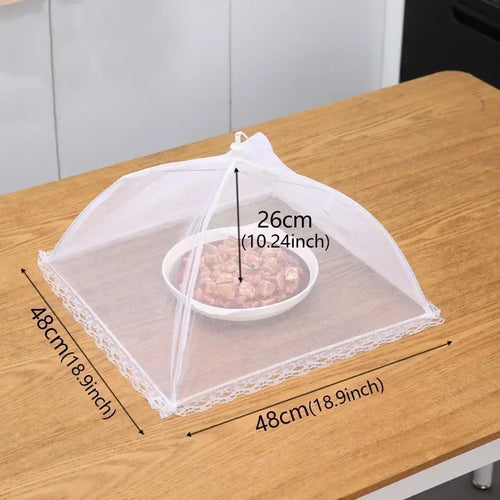 EMESA HOME White Foldable Mesh Food Cover – Anti-Fly Anti-Mosquito Table and Camping Food Protector - EMESA HOME™